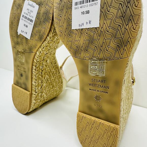 NIB Stuart Weitzman Nudistcurve Women's US 10.5 Sandals Gold Espadrille Wedge - Picture 14 of 14